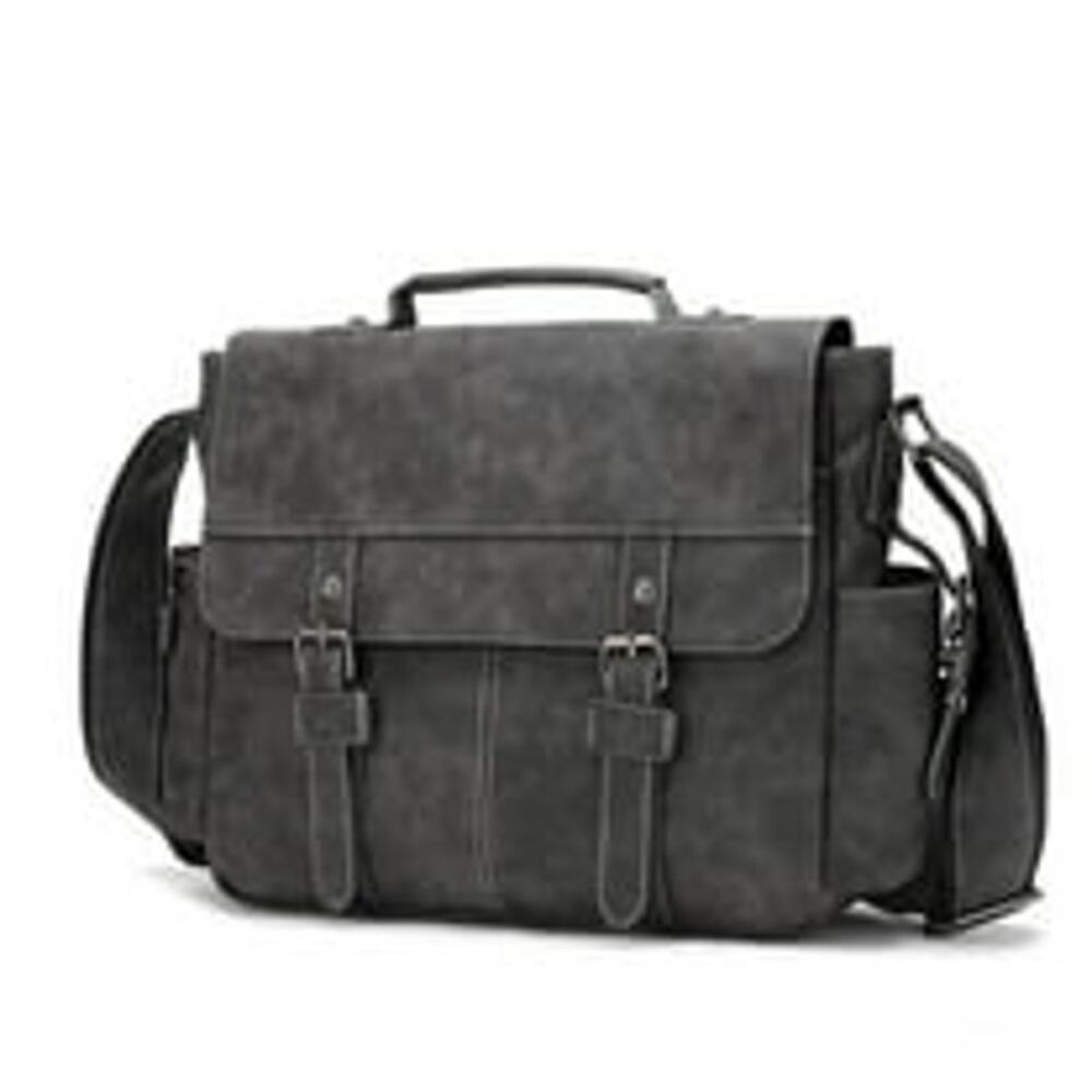 Men's Vintage Designer Briefcase PU Leather Tote Business Office Messenger Bag